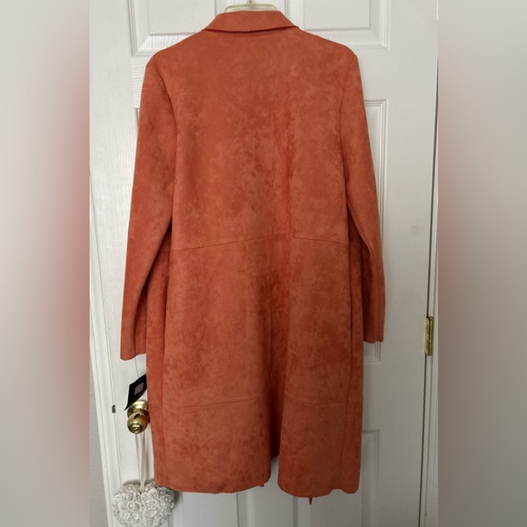 Marc New York Oversized Faux Suede Salmon Tan Women Coat Jacket Pockets Size M - Picture 7 of 13